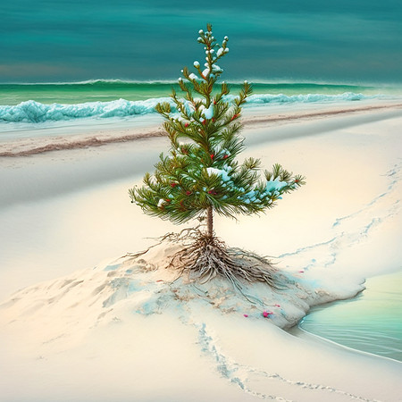 MidjourneyAccount12_tiny_Christmas_tree_in_the_sand_Christmas_l_e6214307-f6f6-485d-8a74-385cfbc90cd1-Enhanced