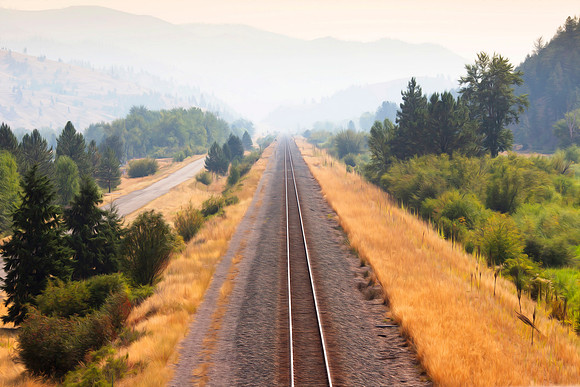 Mountains and Train Track in Idaho